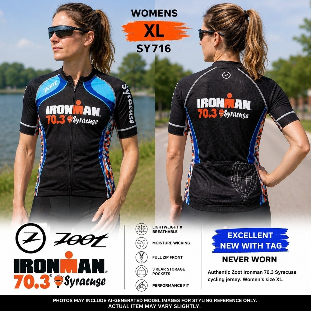 Zoot Ironman 70.3 Syracuse Cycling Jersey Womens XL Black Blue SY716 New